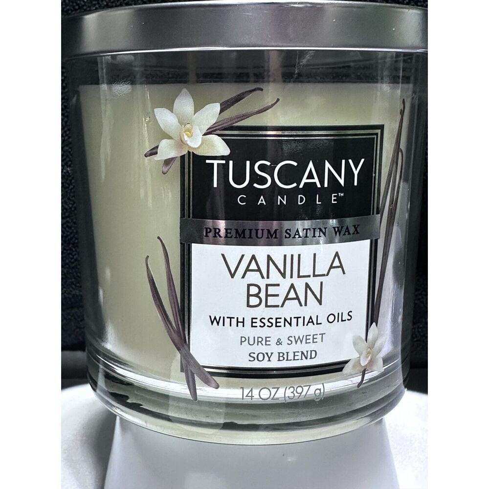 Tuscany Candle Vanilla Bean Longlasting‎ Scented Soy Blend Jar 3-Wick 14 Oz